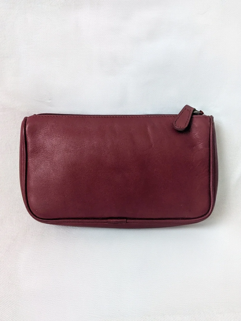 Vintage Coach Burgundy Leather Cosmetic Case Pouch Clutch